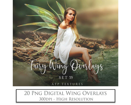 Digital Fairy Wing Overlays clipart. Png transparent see through files for photoshop. Photography editing. High resolution, 300dpi. Printable, Photography Graphic Assets, add on stock resources. Scrapbooking design. Fairy Photographer edit tools. Colourful. ATP Textures. Overlays. Actions, Printable design.