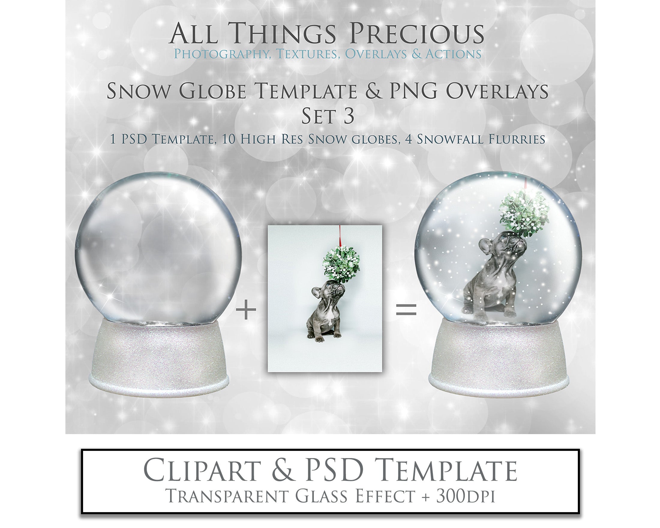Digital Snow Globe Clipart and Background with snow Overlays and a PSD Template included in the set.The globe is transparent, perfect for you to add your own images and retain the snow globe effect. Photoshop Photography Background. Printable, Editable for Christmas with Santa Window or Glass Globe. ATP Textures 