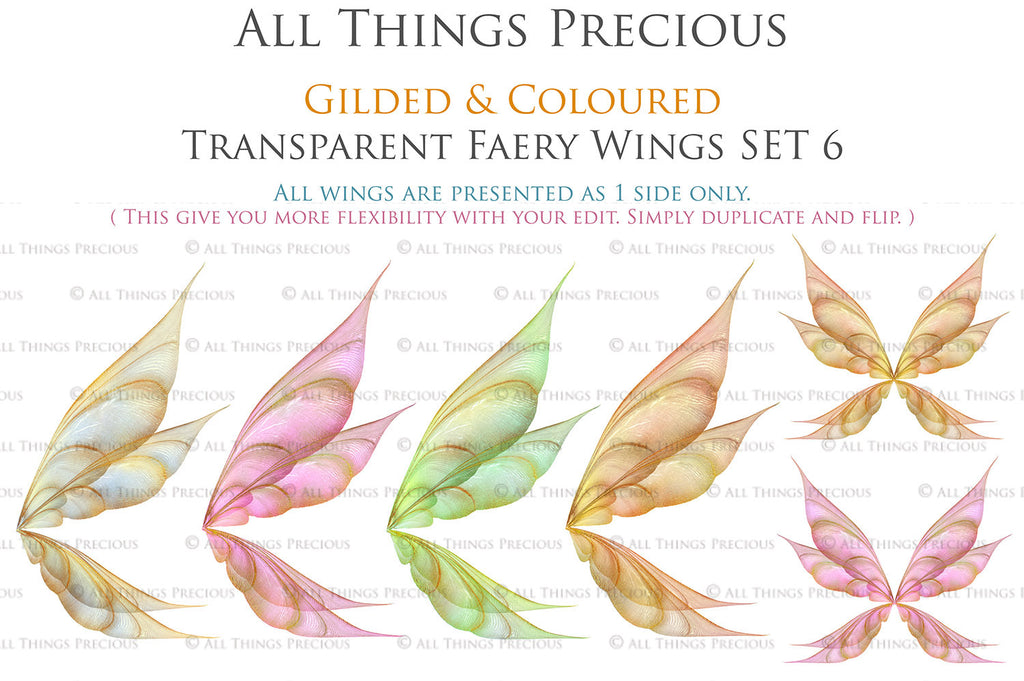 Colour Sparkling fairy wings, Png overlays for photoshop. High resolution transparent, see through wings. Fairycore, Cosplay, Photographers, Photoshop Edits, Digital overlay for photography. Digital stock and resources. Graphic design. Colourful, Gold, Fantasy Wing Bundle. Assets for Fine Art design. By ATP Textures