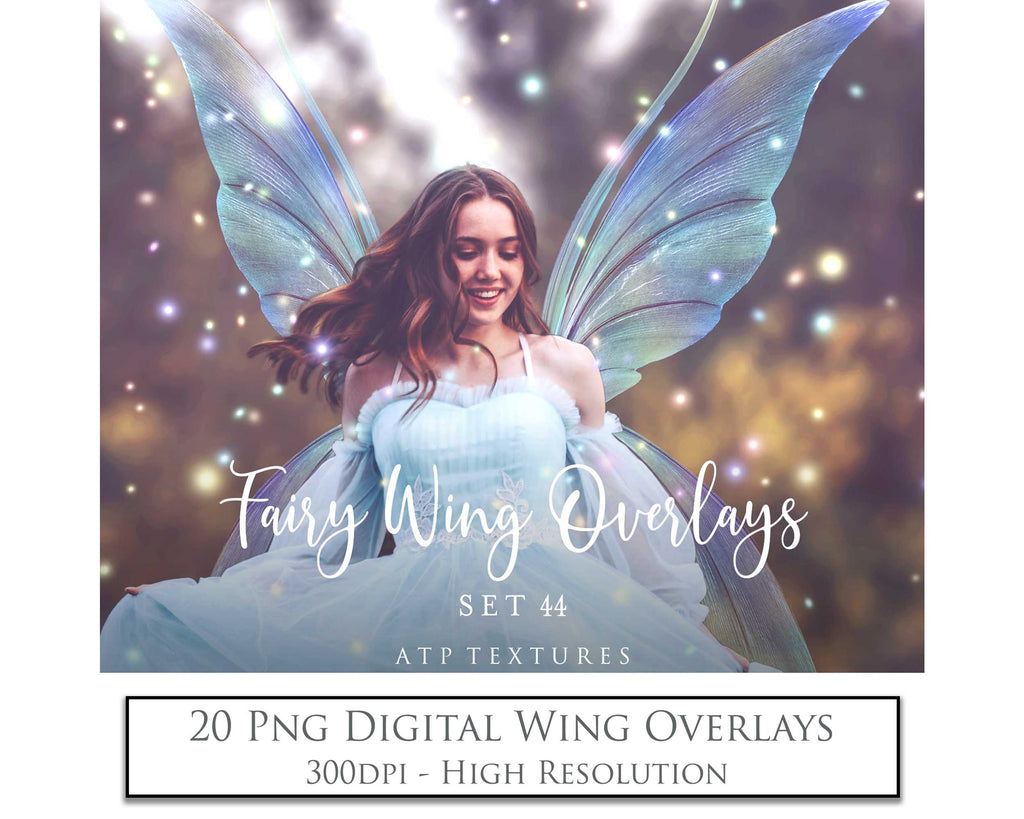 Digital Fairy Wings Overlays clipart. Png transparent see through files for photoshop. Butterfly Angel, Color, Print Photography editing. High resolution, 300dpi. Printable, Photography Graphic design assets, add on stock resources. Magical Scrapbooking design. Faery Photographer edit. Colorful Big Bundle. ATP Textures