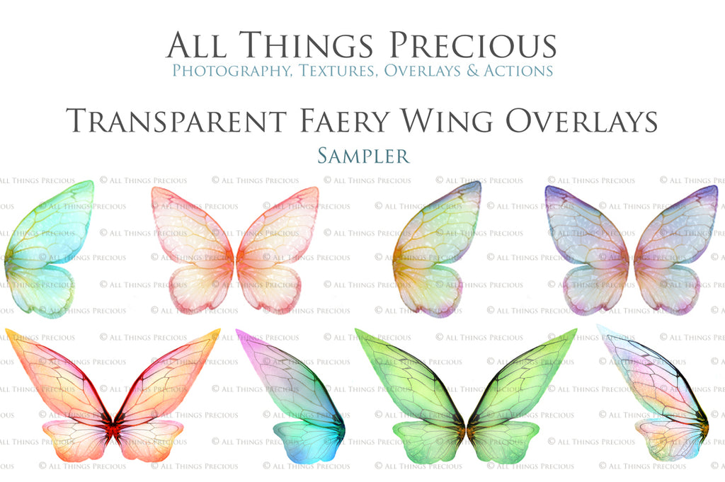 Digital Fairy Wing Overlays clipart. Png transparent see through files for photoshop. Butterfly Angel, Color, Print Photography editing. High resolution, 300dpi. Printable, Photography Graphic design assets, add on stock resources. Magical Scrapbooking design. Fairy Photographer edit. Colorful Big Bundle. ATP Textures.