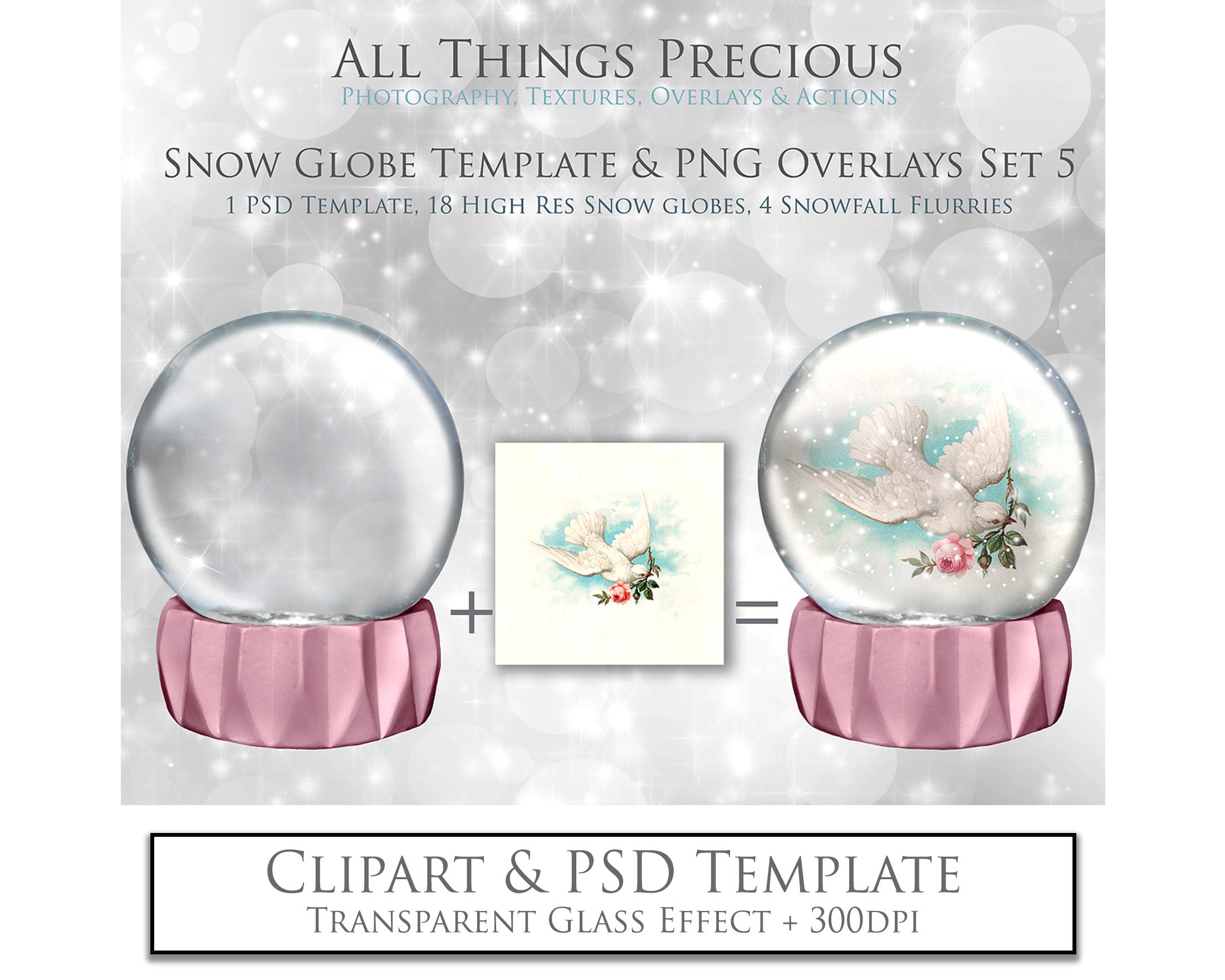 Digital Snow Globe Clipart with Overlays and a PSD Template included in the set.The globe is transparent, perfect to add your own images and retain the see through effect. Photoshop Photography Background. Printable, Editable for Christmas with Frozen Winter Theme. Clear Glass graphic effects. ATP Textures