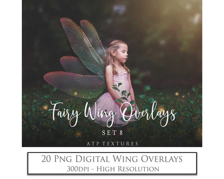 Digital Fairy Wings Overlays clipart. Png transparent see through files for photoshop. Butterfly Angel, Color, Print Photography editing. High resolution, 300dpi. Printable, Photography Graphic design assets, add on stock resources. Magical Scrapbooking design. Faery Photographer edit. Colorful Big Bundle. ATP Textures