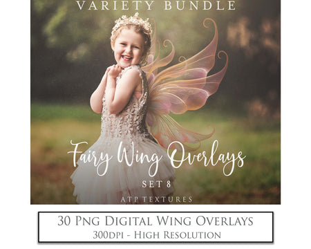 Fairy Wings Overlays For Photography, Photoshop, Digital art and Creatives. Transparent, high resolution wings for photographers. These are gorgeous PNG overlays for fantasy digital art and Child portraiture. colour, White fairy wings. Photo Overlays. Digital download. Graphic effects. ATP Textures