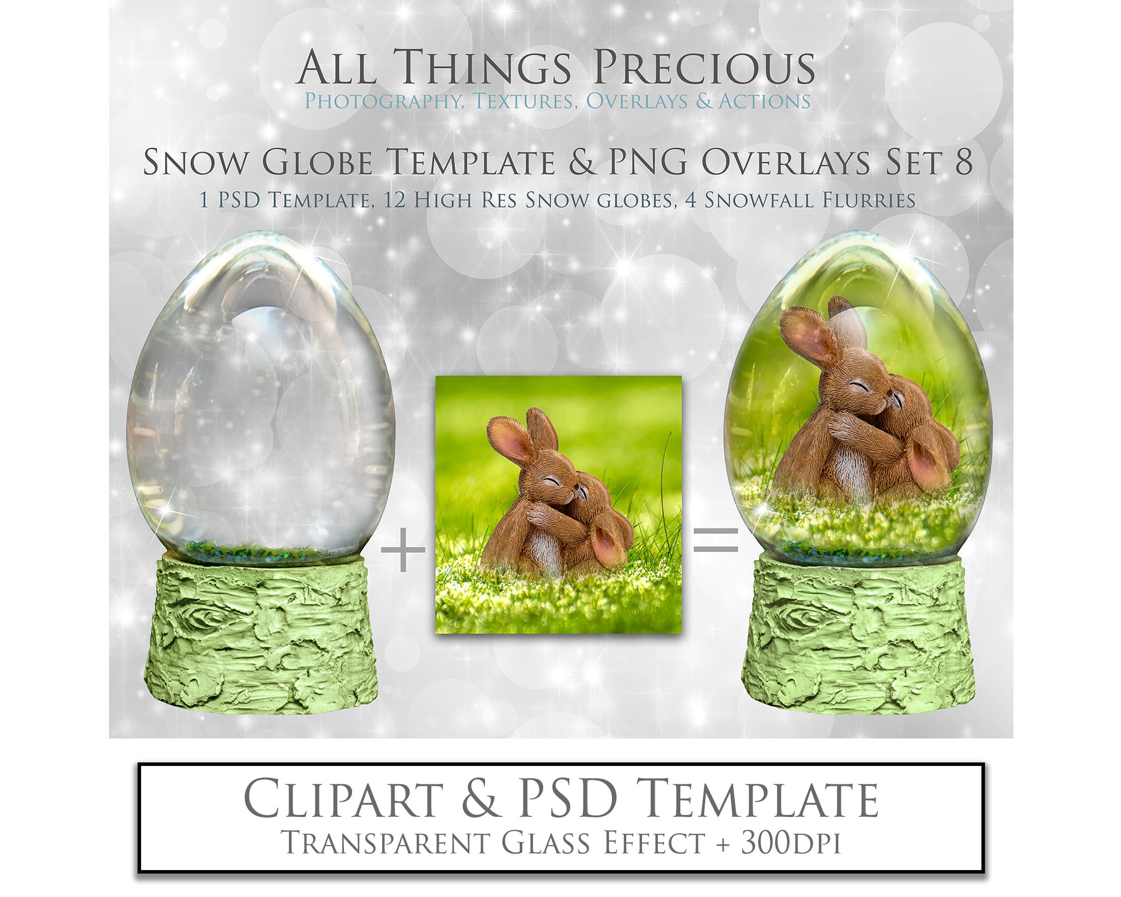 Digital Snow Globe Clipart with snow Overlays and a PSD Template included in the set.The globe is transparent, perfect to add your own images and retain the snow globe effect. Photoshop Photography Background. Printable, Editable for Christmas with Frozen Winter Theme. Glass graphic effects. ATP Textures EASTER EGG SHAPE