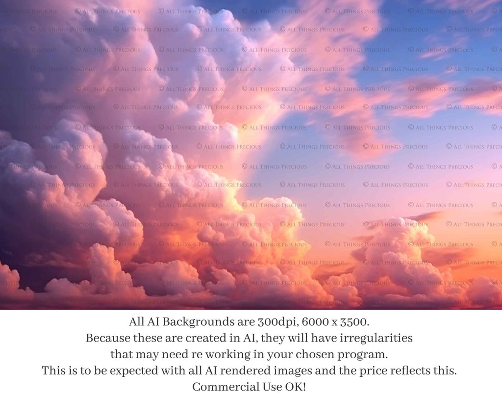 Pastel Clouds and Sky Overlays. Digital Backgrounds for Photographers. Add to your images for a dramatic sky effect. Each Digital file is 300dpi. All are 3500x6000.  These are in Jpeg format and high resolution. Find more at ATP Textures store!