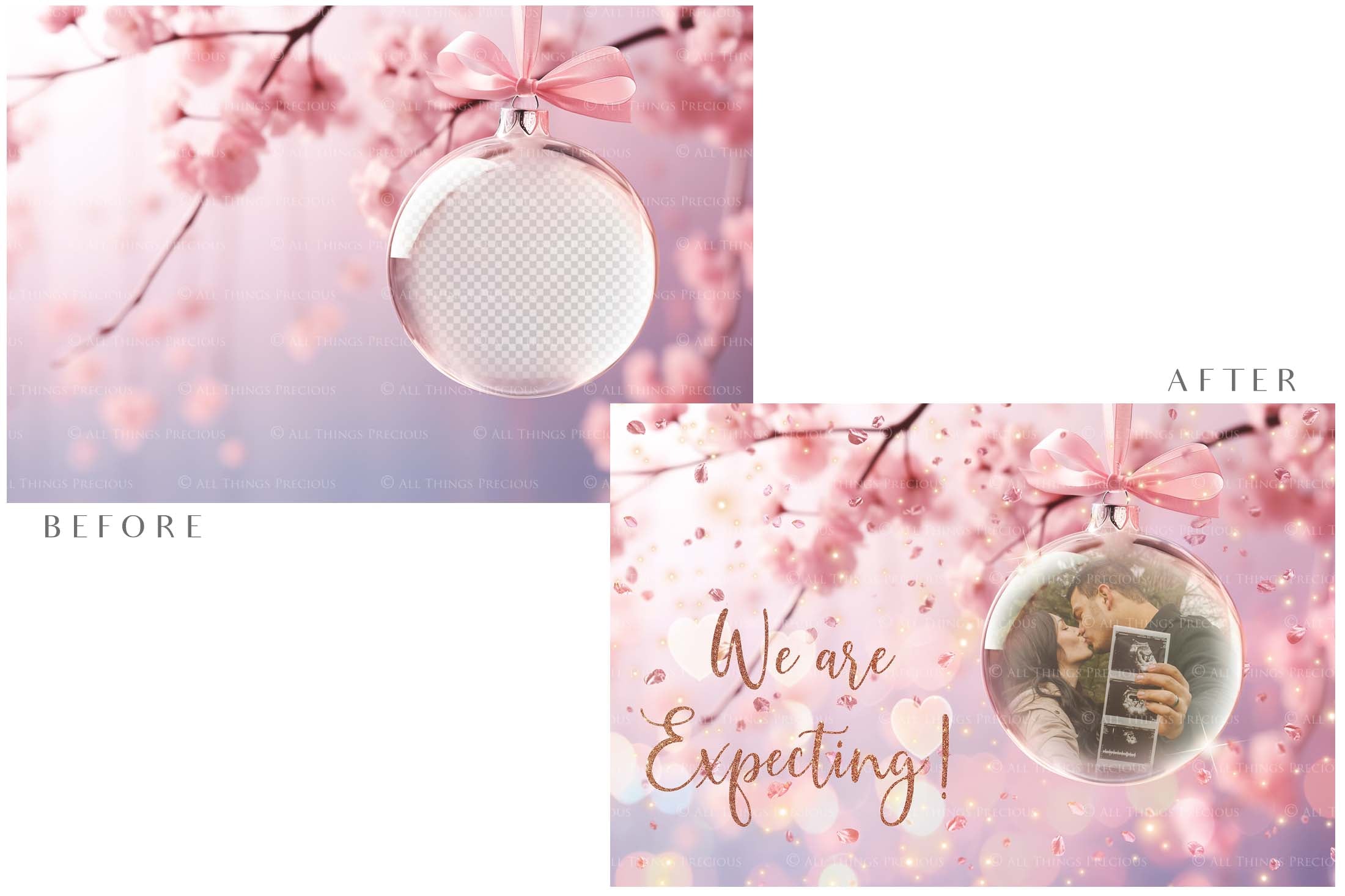 Valentines, Newborn, Wedding Announcement PSD template and Overlays. Digital Background, with Glows and petals. The heart shaped globe is transparent, perfect for you to add your own images and retain the glass globe effect.This file is 6000 x 4000, 300dpi. Photography, Scrapbooking, Png, Jpeg, Psd. ATP Textures.