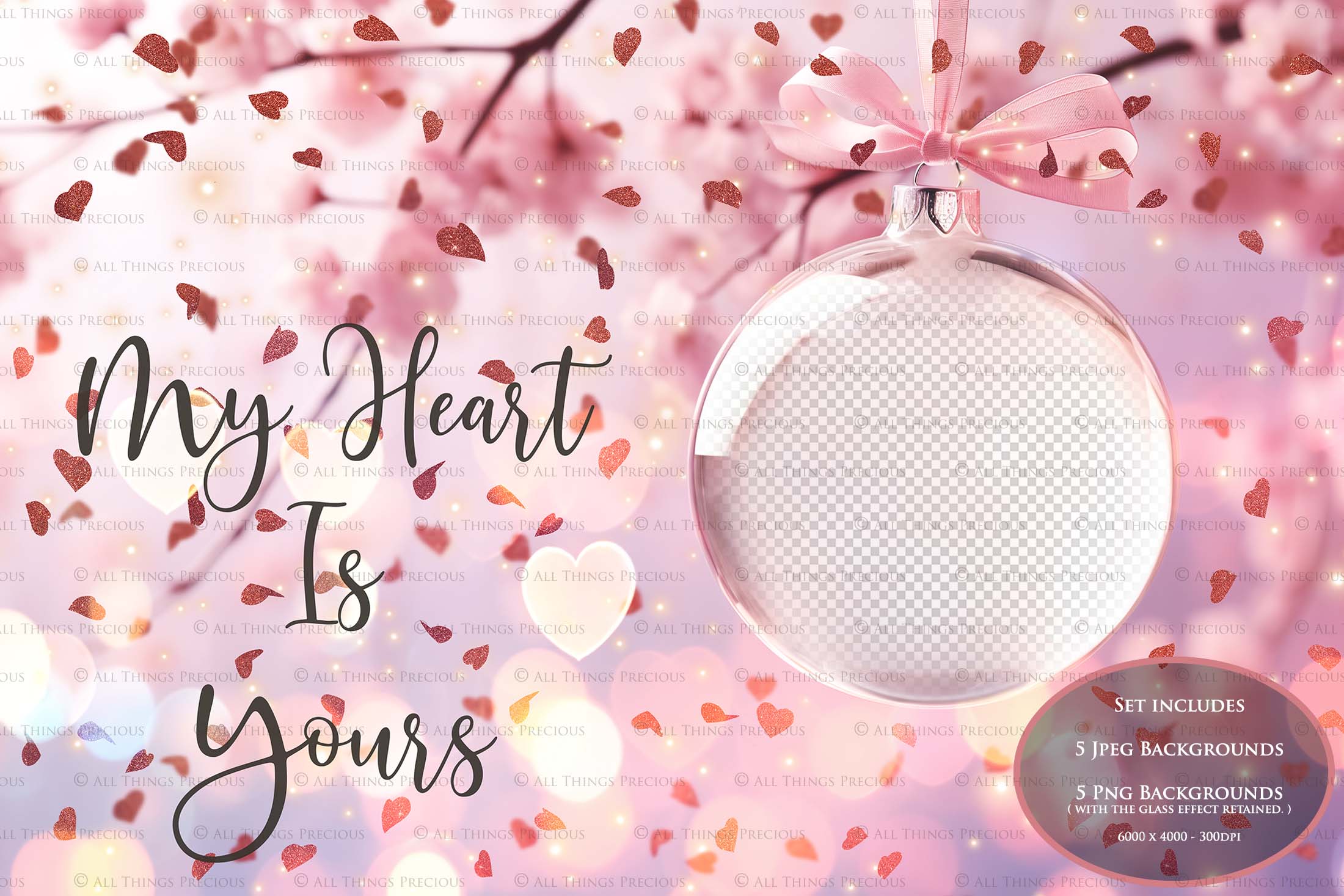 Valentines, Newborn, Wedding Announcement PSD template and Overlays. Digital Background, with Glows and petals. The heart shaped globe is transparent, perfect for you to add your own images and retain the glass globe effect.This file is 6000 x 4000, 300dpi. Photography, Scrapbooking, Png, Jpeg, Psd. ATP Textures.