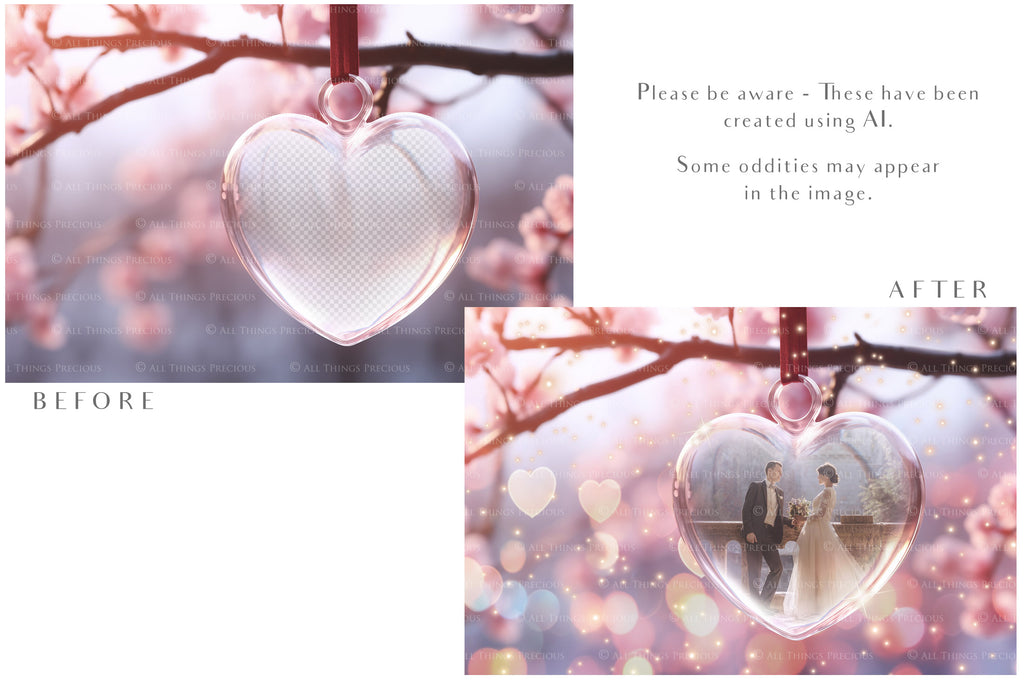 Valentines, Newborn, Wedding Announcement PSD template and Overlays. Digital Background, with Glows and petals. The heart shaped globe is transparent, perfect for you to add your own images and retain the glass globe effect.This file is 6000 x 4000, 300dpi. Photography, Scrapbooking, Png, Jpeg, Psd. ATP Textures.