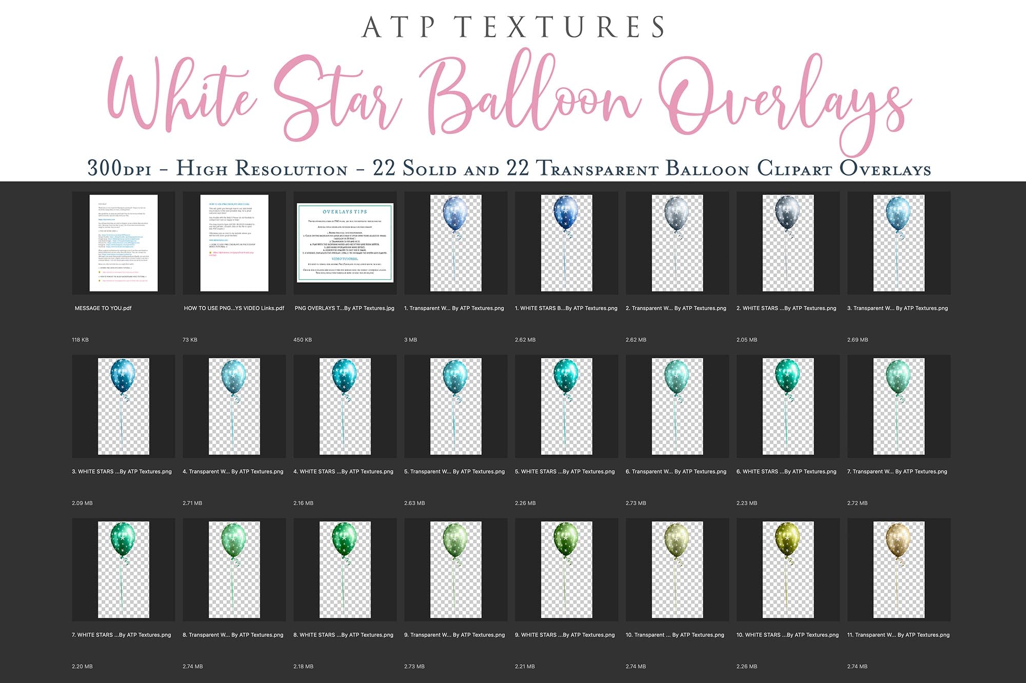 Png graphic assets for photographers. Png Balloon clipart. Transparent overlays for photo editing or scrapbooking. In high resolution.