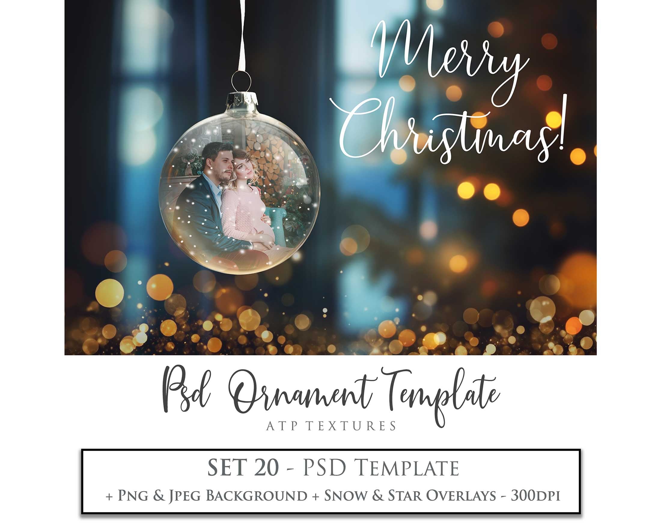 Christmas Glass Bauble Ornament Overlay and Background, with snow flurries and a PSD template included in the set.The globe is transparent, perfect for you to add your own images and retain the snow globe effect.This file is 6000 x 4000, 300dpi. Photography, Scrapbooking, Photo Overlays, Png, Jpeg, Psd. ATP Textures.