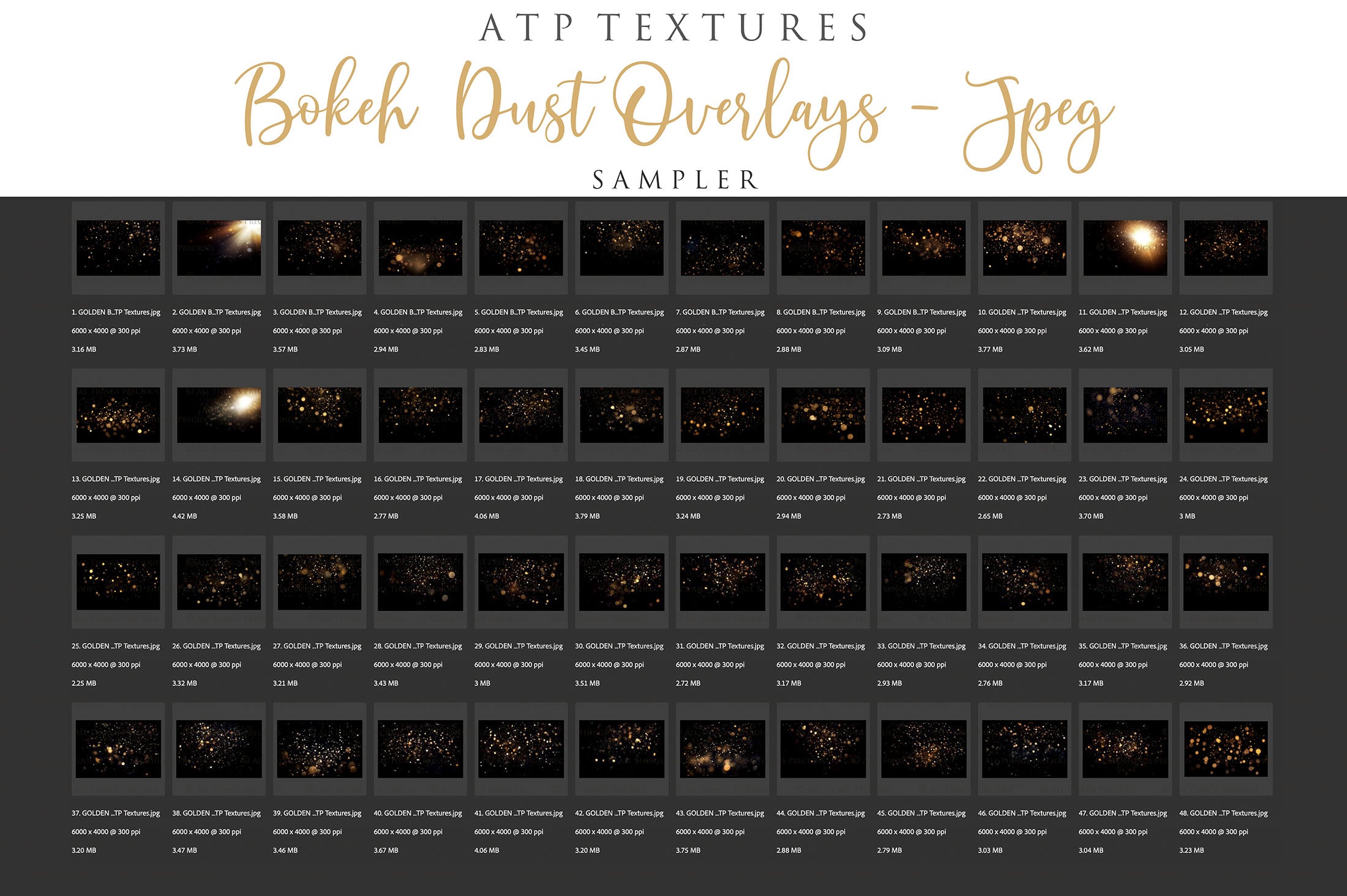 100 Particle and Bokeh Dust Overlays Graphic effects for editing. These are in Jpeg format. Print in a large size without altering the overall quality. High resolution Digital file Download. Dust motes, lighting Add ons. ATP Textures.