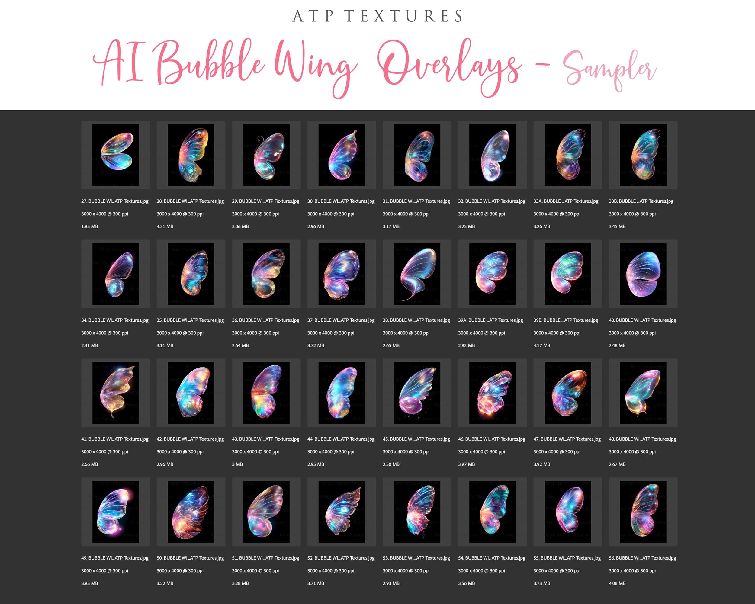 120 AI RAINBOW BUBBLE FAIRY WING Overlays