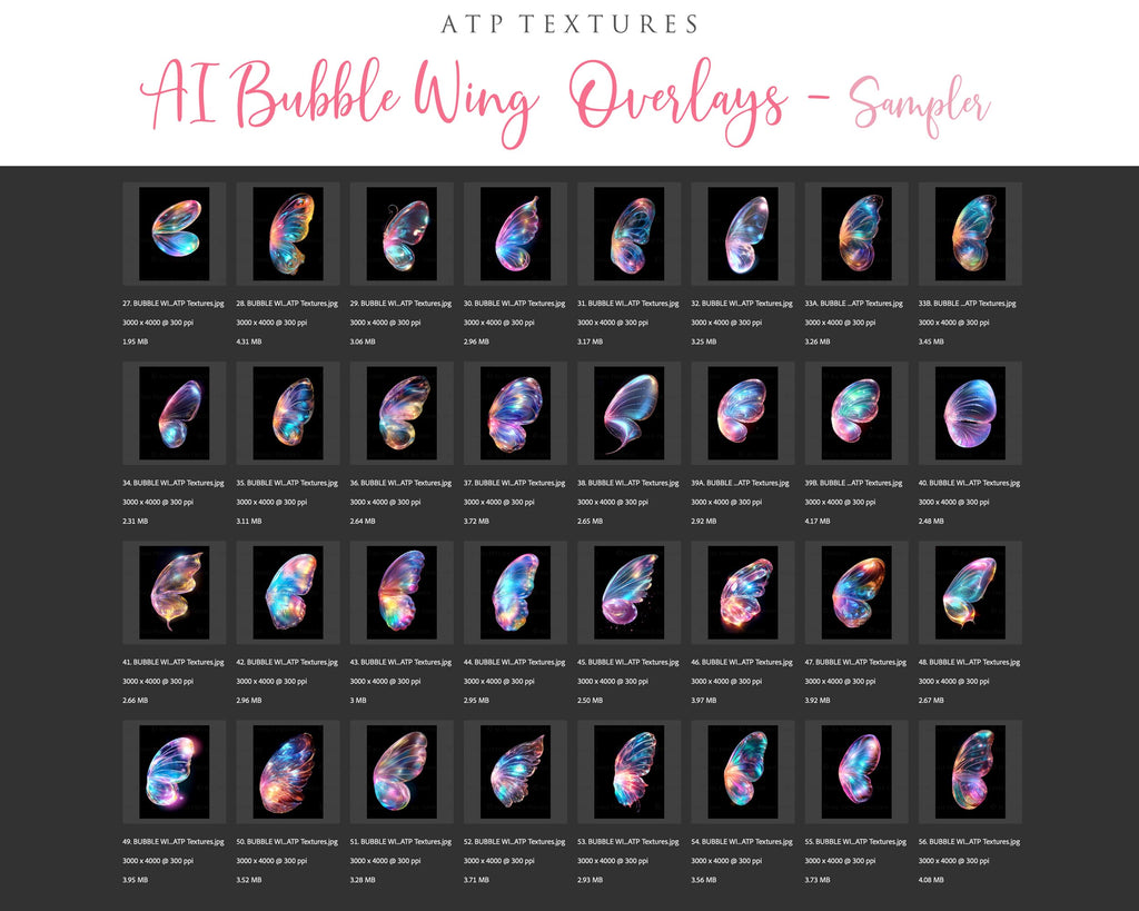 120 AI RAINBOW BUBBLE FAIRY WING Overlays