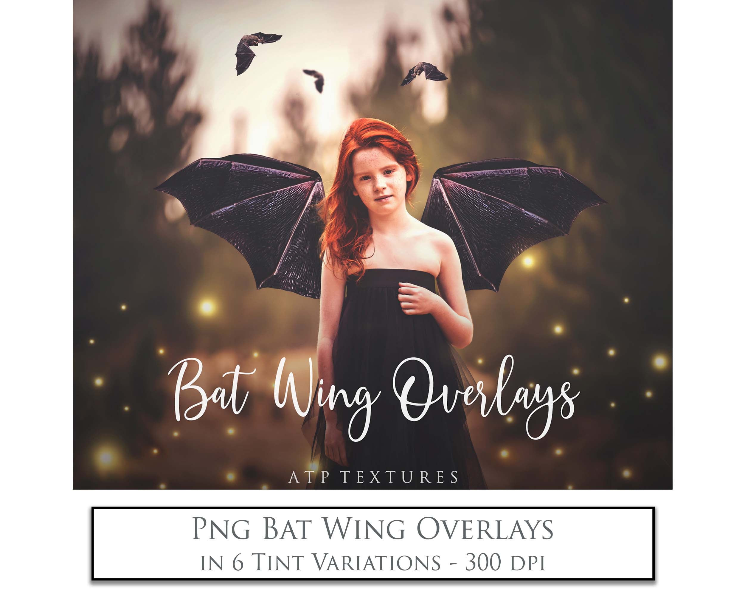 Bat Wings Overlays For Photography, Photoshop, Digital art and Creatives. Transparent, high resolution wings for photographers. PNG overlays for fantasy digital art and Child portraiture. colour, fairy wings. Photo Overlays. Digital download. Graphic effects. ATP Textures