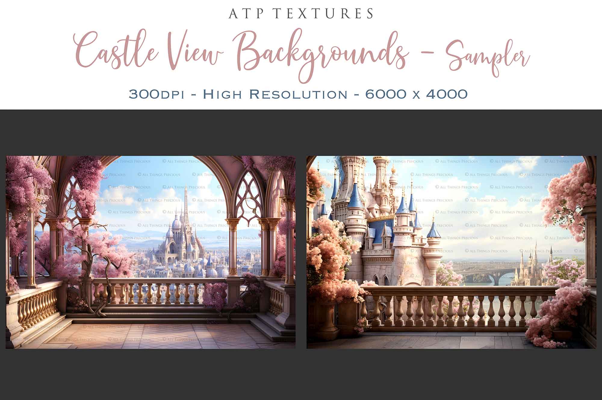 Spring Castle View Computer Background AI Digital - 24 CASTLE VIEW BACKGROUNDS - Set 1