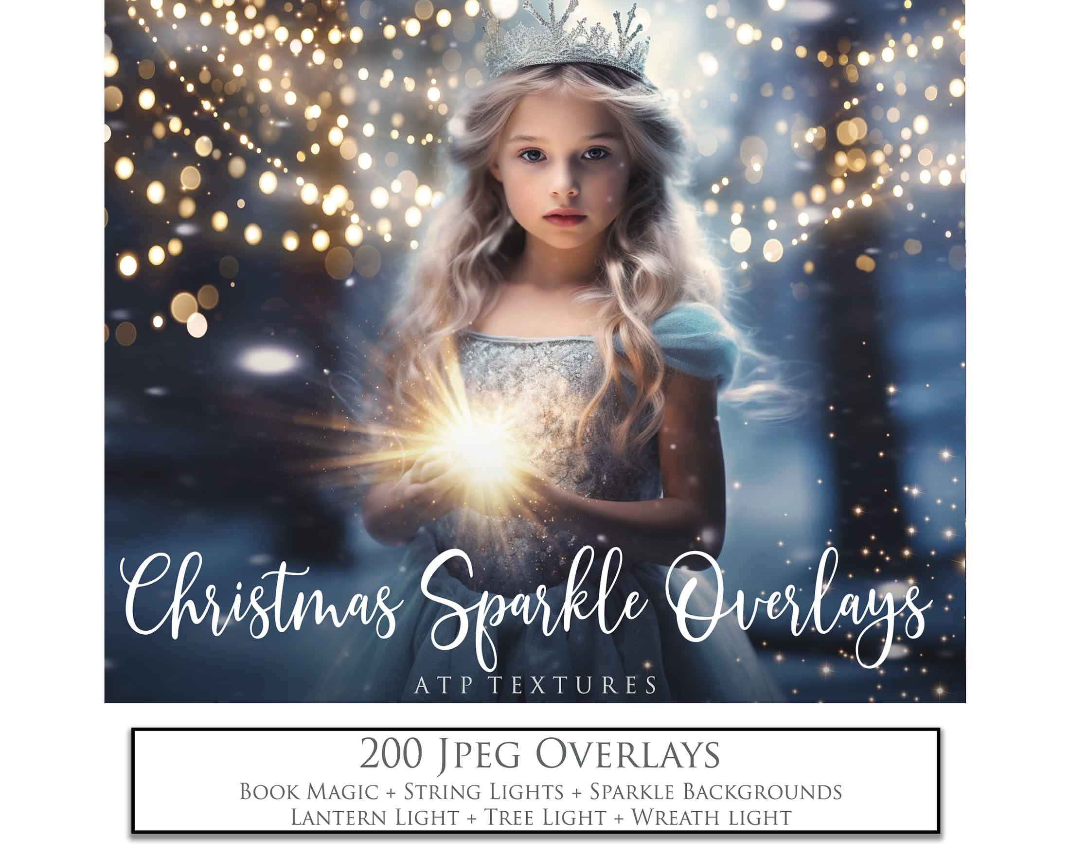 Christmas lights, book magic, fairy bokeh overlays, 300dpi. Photography overlays in High resolution. Perfect for all your Xmas Edits. Find more overlays, textures and Actions in my store. ATP Textures.