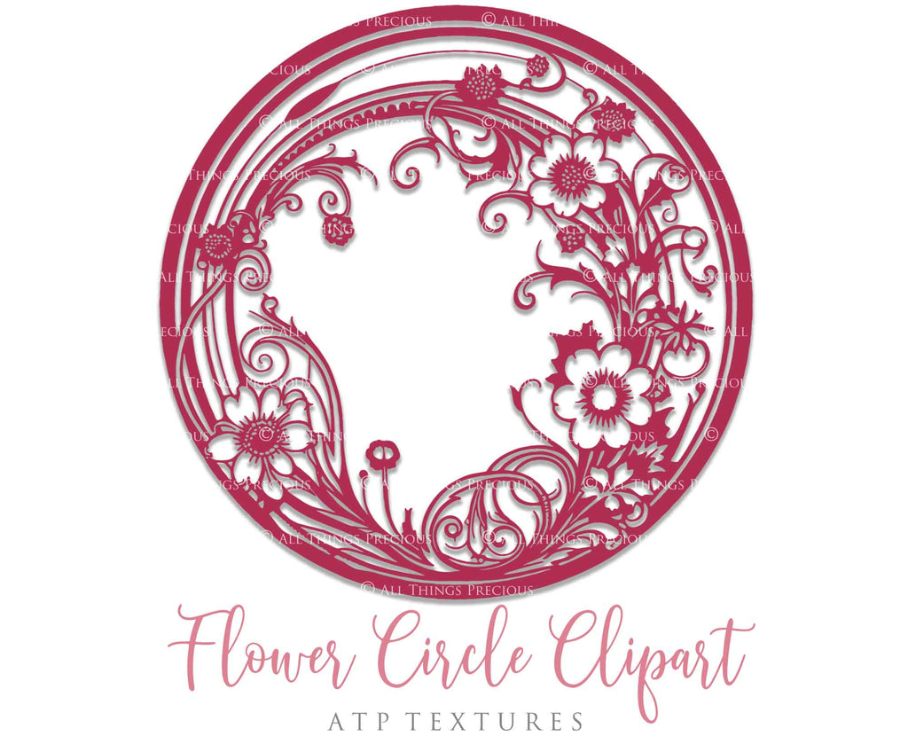 Svg Flower Circle Clipart. Svg, Png Clipart for Cricut or Silhouette Cameo. Sublimation art.  Cut or Print. High resolution files.