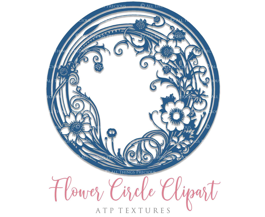 Svg Flower Circle Clipart. Svg, Png Clipart for Cricut or Silhouette Cameo. Sublimation art.  Cut or Print. High resolution files.