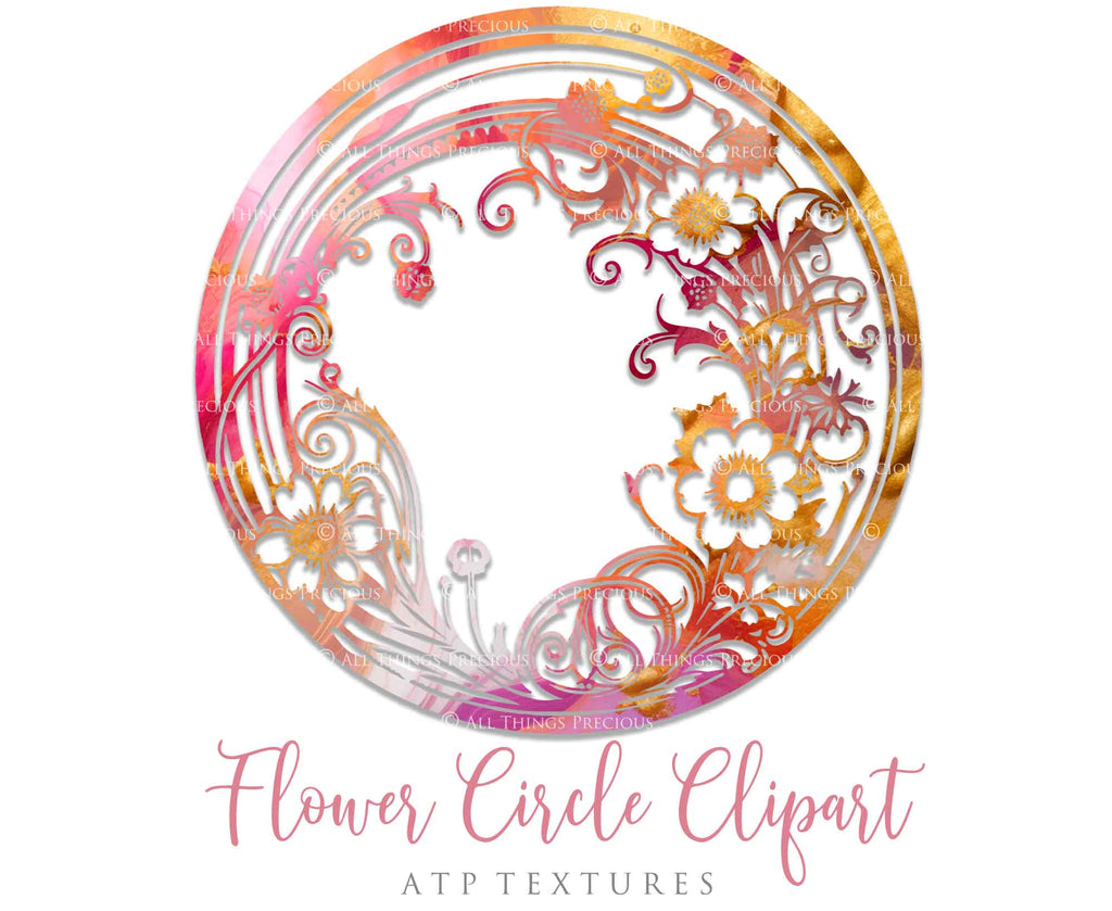 Svg Flower Circle Clipart. Svg, Png Clipart for Cricut or Silhouette Cameo. Sublimation art.  Cut or Print. High resolution files.