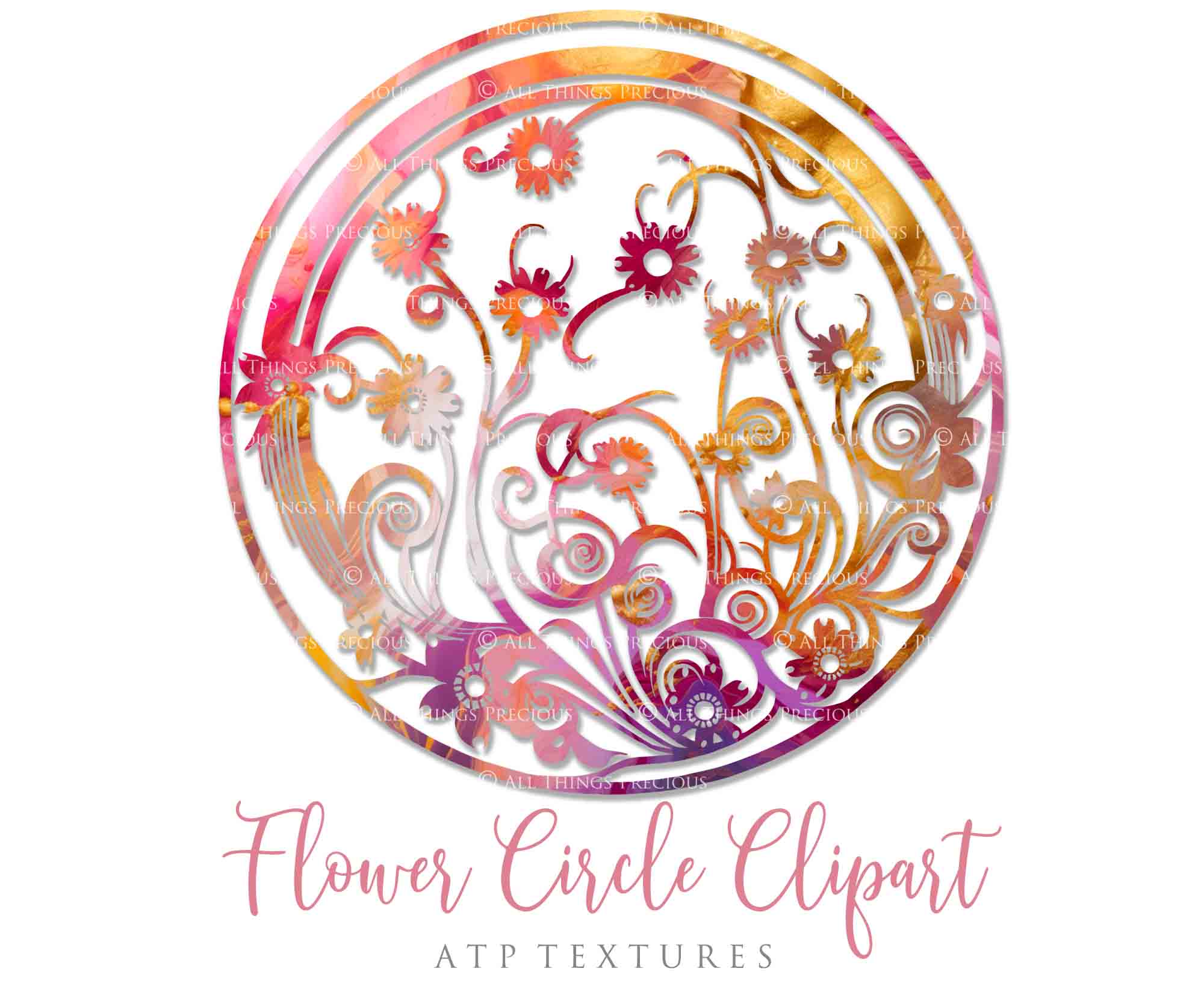 Svg Flower Circle Clipart. Svg, Png Clipart for Cricut or Silhouette Cameo. Sublimation art.  Cut or Print. High resolution files.
