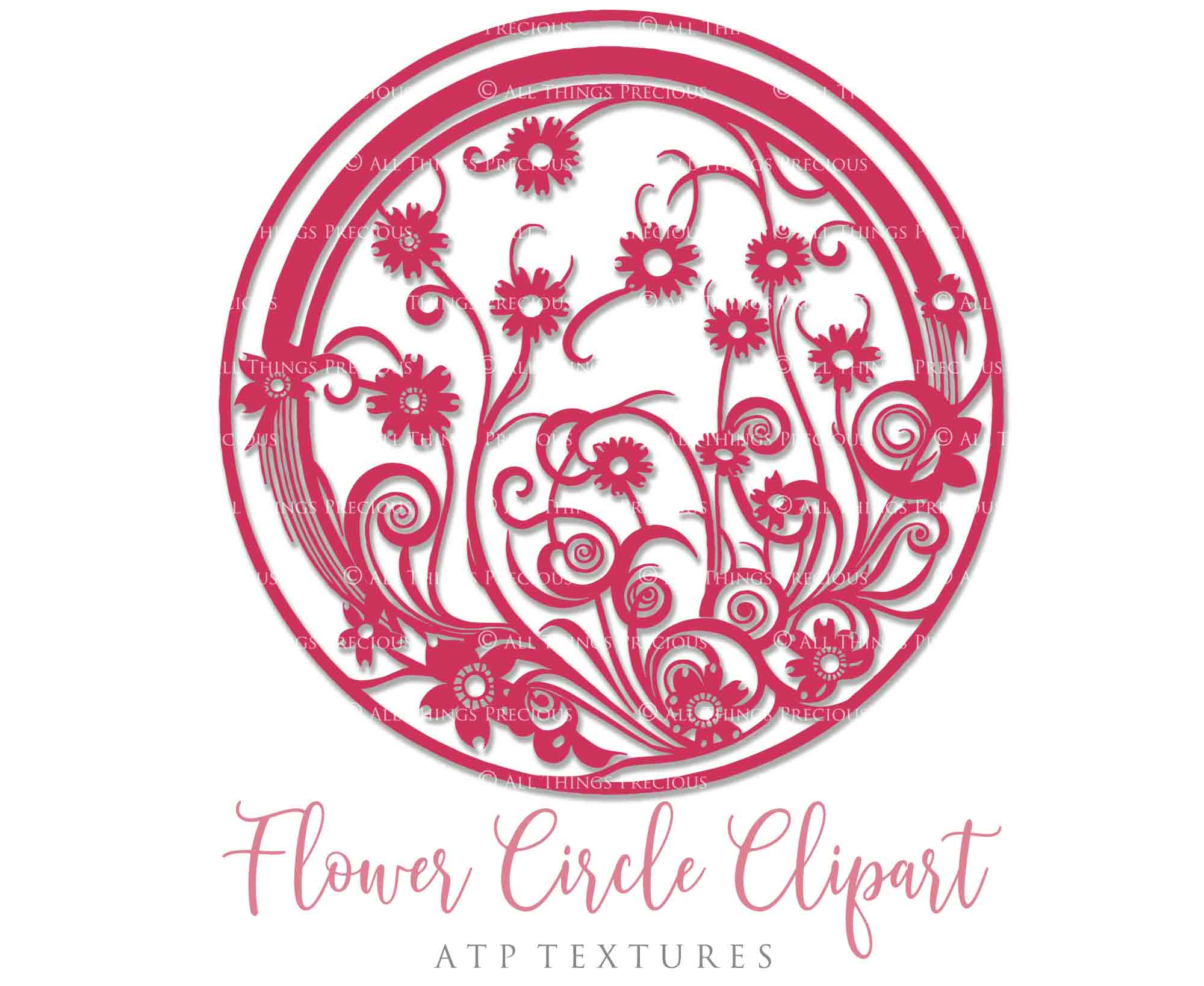 Svg Flower Circle Clipart. Svg, Png Clipart for Cricut or Silhouette Cameo. Sublimation art.  Cut or Print. High resolution files.