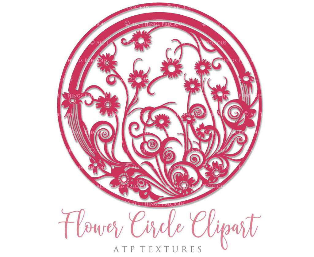 Svg Flower Circle Clipart. Svg, Png Clipart for Cricut or Silhouette Cameo. Sublimation art.  Cut or Print. High resolution files.