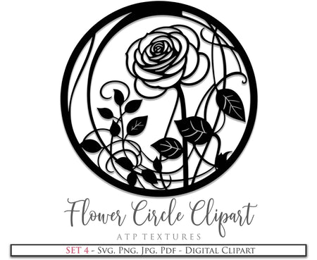 Svg Flower Circle Clipart. Svg, Png Clipart for Cricut or Silhouette Cameo. Sublimation art. High resolution files. Sublimation. Print.