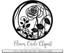 Load image into Gallery viewer, Svg Flower Circle Clipart. Svg, Png Clipart for Cricut or Silhouette Cameo. Sublimation art. High resolution files. Sublimation. Print.
