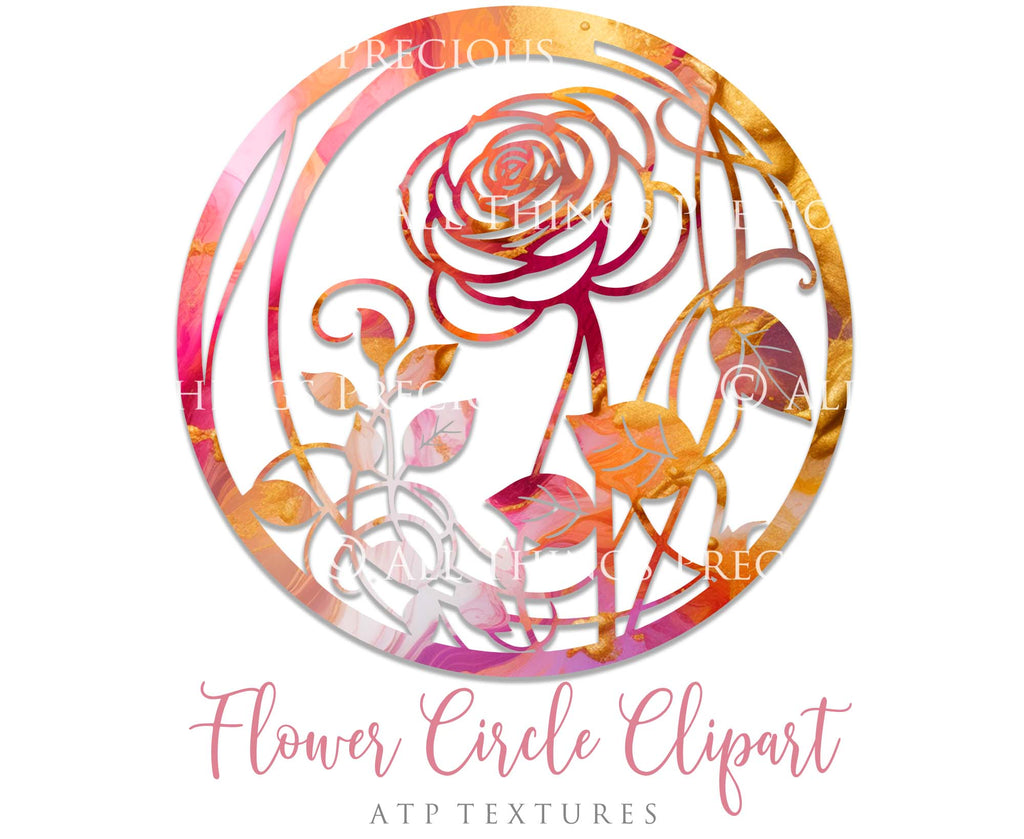 Svg Flower Circle Clipart. Svg, Png Clipart for Cricut or Silhouette Cameo. Sublimation art. High resolution files. Sublimation. Print.