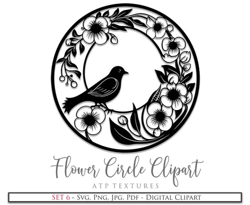 Svg Flower Circle Clipart. Svg, Png Clipart for Cricut or Silhouette Cameo. Sublimation art. High resolution files. Sublimation. Print.