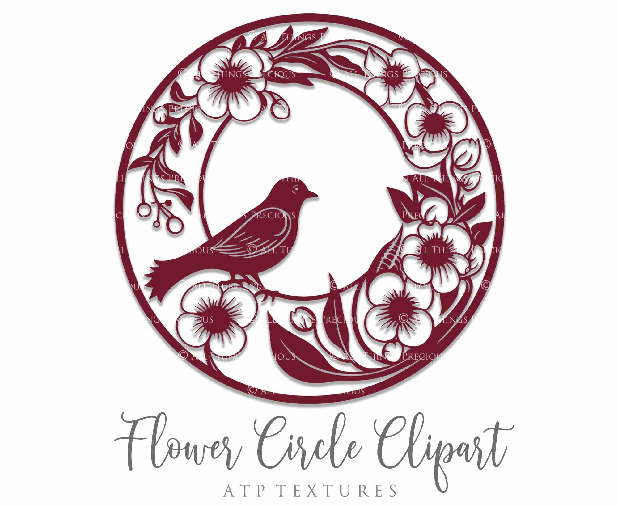 Svg Flower Circle Clipart. Svg, Png Clipart for Cricut or Silhouette Cameo. Sublimation art. High resolution files. Sublimation. Print.