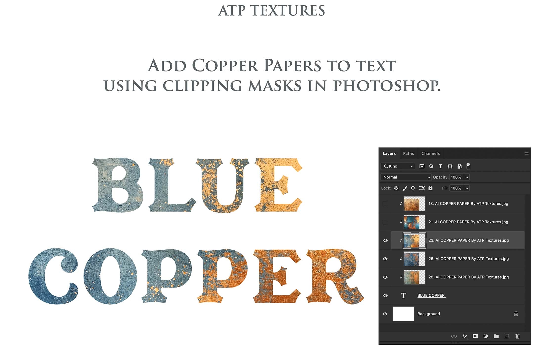 Copper Blue Green Textured Digital Scrapbooking Papers. Each Paper is 300dpi and 4000 x 4000.These are in Jpeg format and high resolution. They average between 4MB to 7MB each. Find Actions, Presets, Overlays, Flares and many quality graphic effects for Photography and Photoshop. ATP Textures.
