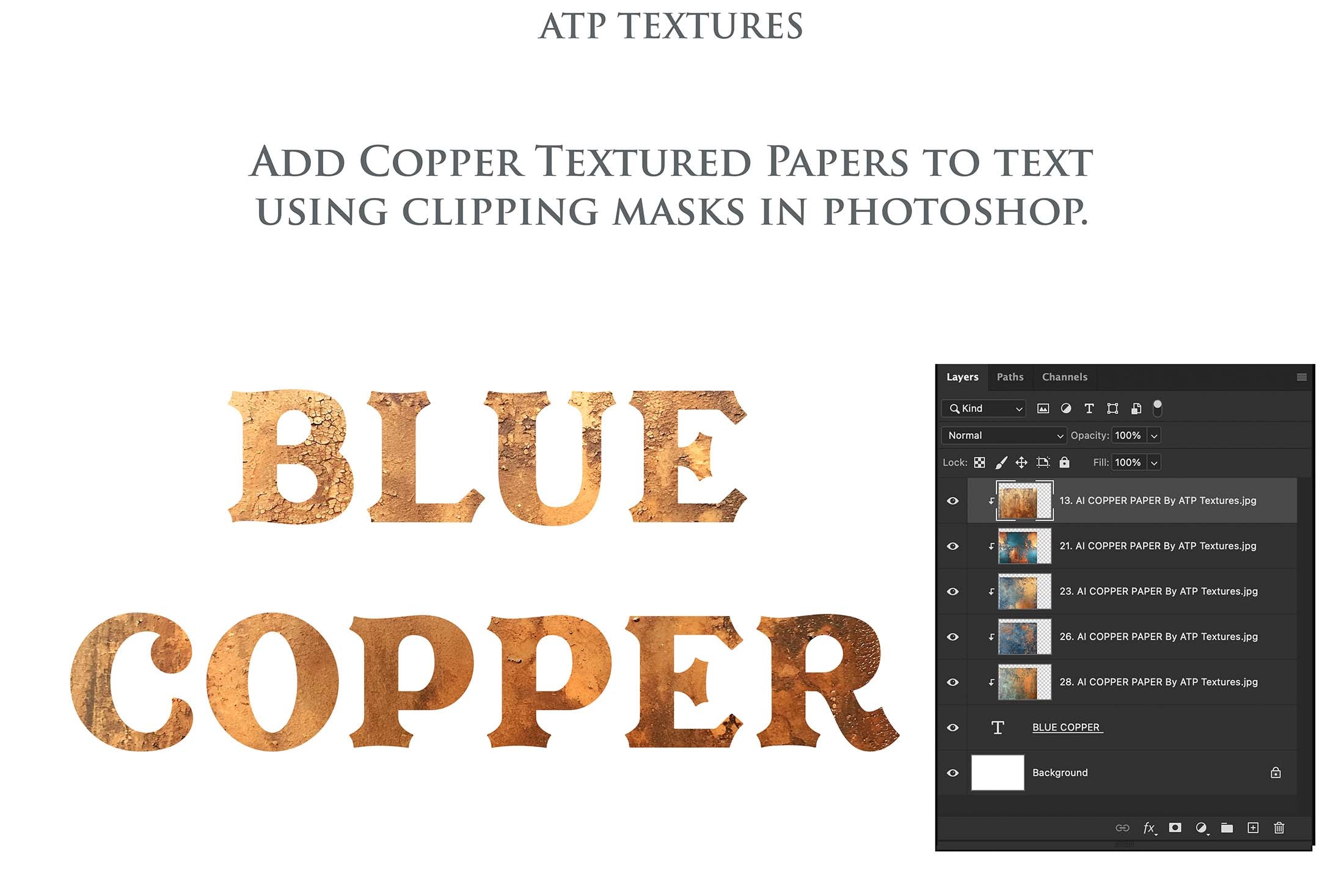 Copper Blue Green Textured Digital Scrapbooking Papers. Each Paper is 300dpi and 4000 x 4000.These are in Jpeg format and high resolution. They average between 4MB to 7MB each. Find Actions, Presets, Overlays, Flares and many quality graphic effects for Photography and Photoshop. ATP Textures.
