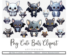 Load image into Gallery viewer, Halloween Day of the dead Cute Bat clipart. Perfect for scrapbooking and print. If you want to print your completed artwork, you can! PNG Transparent files, High resolution, 300dpi. AI Digital Art. - ATP Textures
