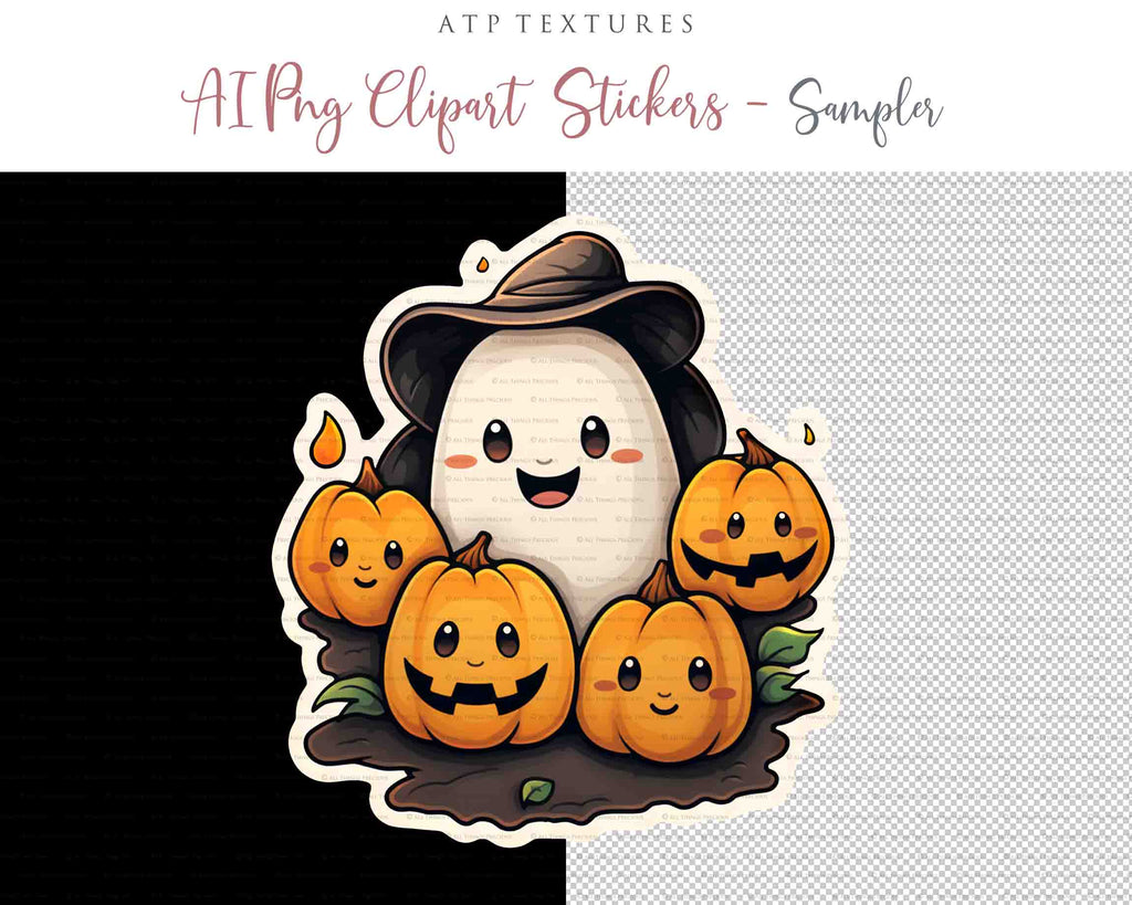 Halloween Day of the dead Pumpkin clipart. Perfect for scrapbooking and print. If you want to print your completed artwork, you can! PNG Transparent files, High resolution, 300dpi. AI Digital Art. - ATP Textures