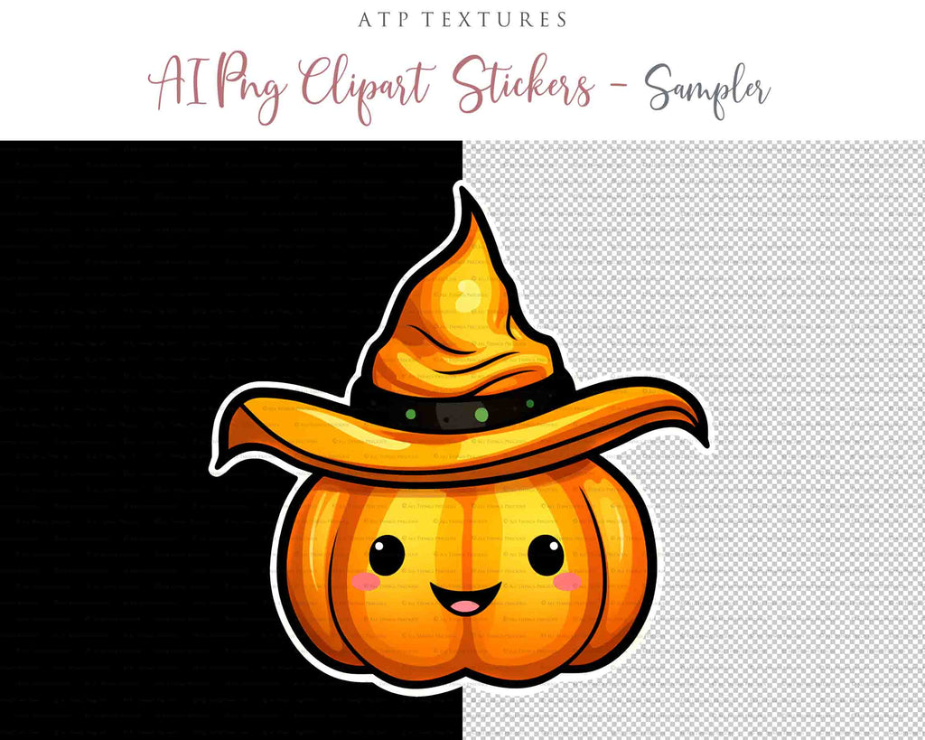 Halloween Day of the dead Pumpkin clipart. Perfect for scrapbooking and print. If you want to print your completed artwork, you can! PNG Transparent files, High resolution, 300dpi. AI Digital Art. - ATP Textures