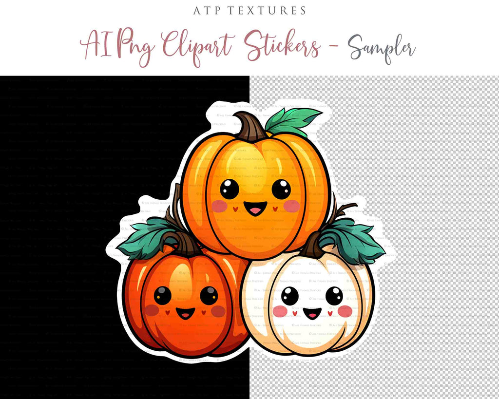 Halloween Day of the dead Pumpkin clipart. Perfect for scrapbooking and print. If you want to print your completed artwork, you can! PNG Transparent files, High resolution, 300dpi. AI Digital Art. - ATP Textures