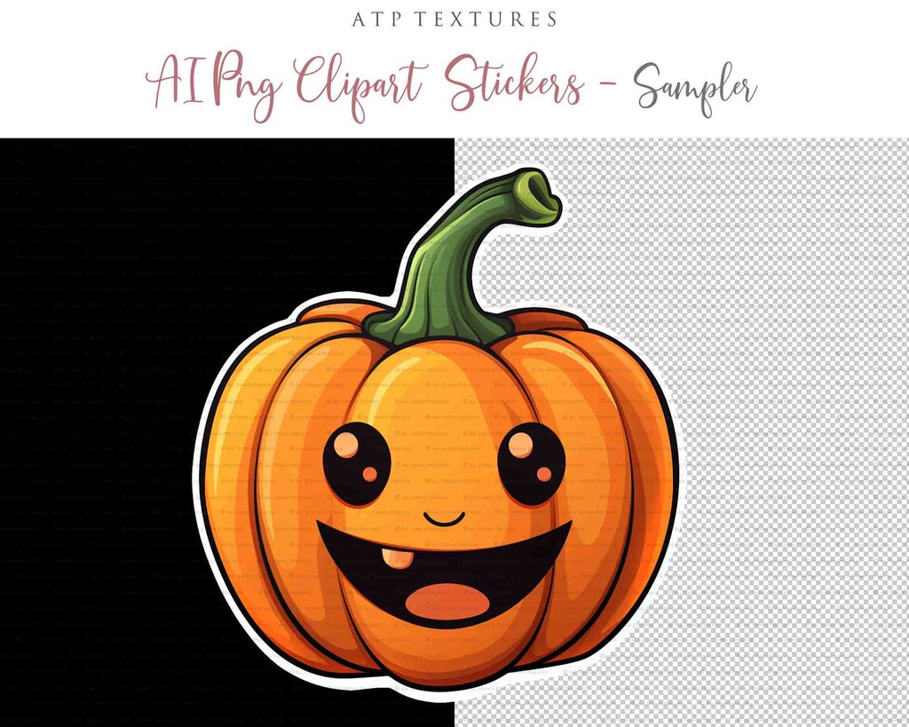 Halloween Day of the dead Pumpkin clipart. Perfect for scrapbooking and print. If you want to print your completed artwork, you can! PNG Transparent files, High resolution, 300dpi. AI Digital Art. - ATP Textures