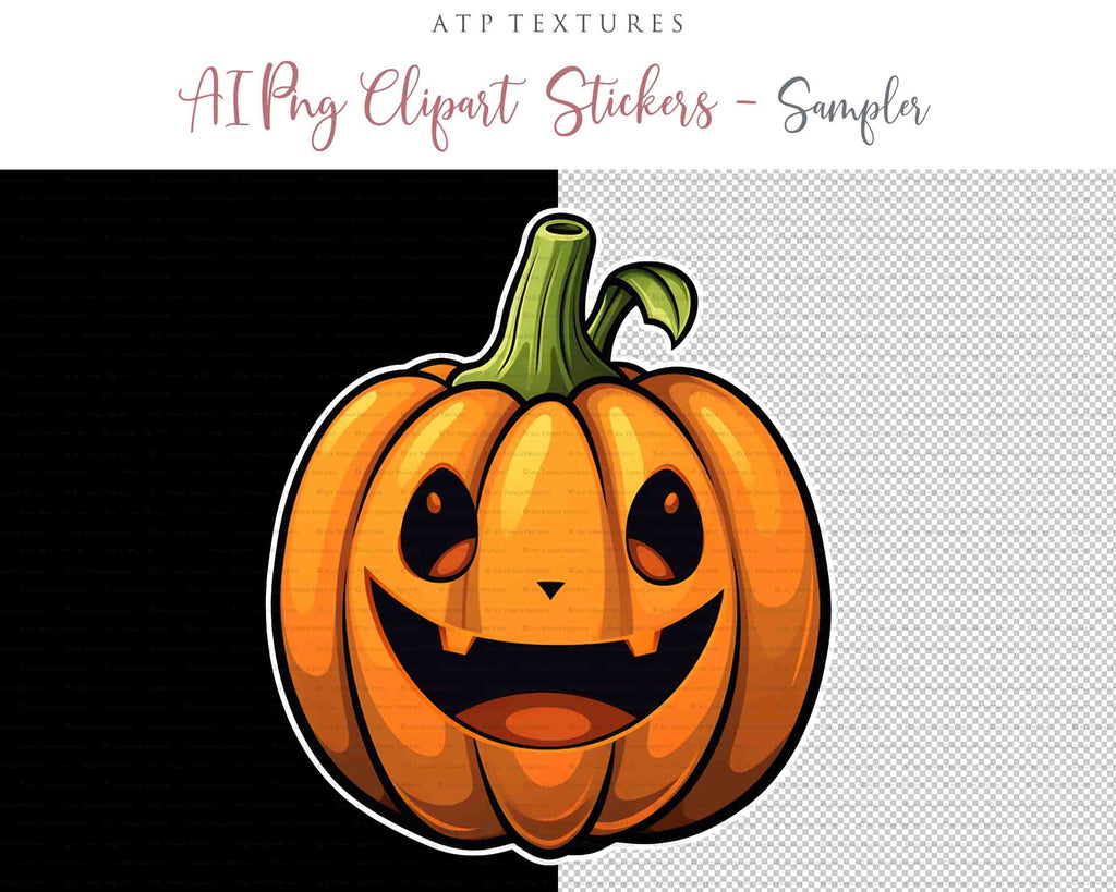 Halloween Day of the dead Pumpkin clipart. Perfect for scrapbooking and print. If you want to print your completed artwork, you can! PNG Transparent files, High resolution, 300dpi. AI Digital Art. - ATP Textures