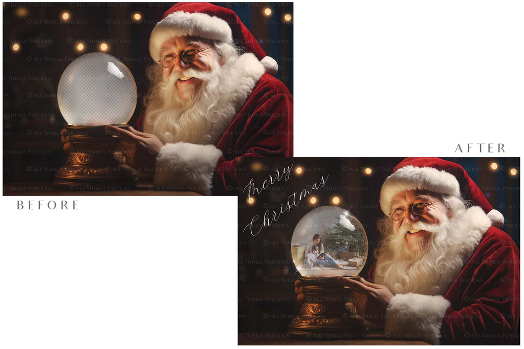 Digital Snow Globe Background. Png snow and glow overlays with PSD Template. The globe is transparent, perfect for adding your own images and retain the glass effect. Nutcracker Mouse Christmas. The file is 6000 x 4000, 300dpi. Png Included. Use for Xmas edits, Photography, Card Crafts, Scrapbooking. ATP Textures