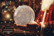 Load image into Gallery viewer, Digital Snow Globe Background. Png snow and glow overlays with PSD Template. The globe is transparent, perfect for adding your own images and retain the glass effect. Nutcracker Mouse Christmas. The file is 6000 x 4000, 300dpi. Png Included. Use for Xmas edits, Photography, Card Crafts, Scrapbooking. ATP Textures
