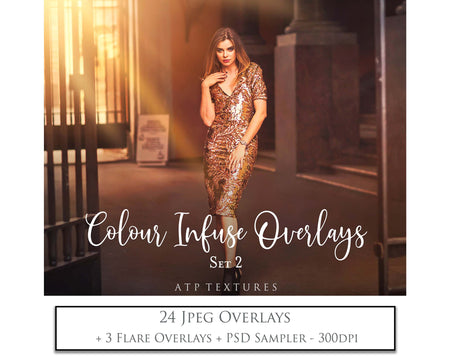 Colour Infuse Overlays for photography. Photoshop Actions, Png flare, colour, fine art photo editing. High resolution. Graphic colour assets for photographers. Digital download design. Peek through soft colour add on. Bundles for inspiration. Beautiful design. Creative Photo Professional quality. Atp textures.