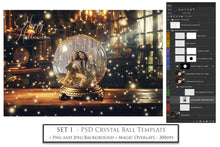 Load image into Gallery viewer, Digital Halloween Magic Background, with Magical overlays and a PSD Template included in the set. The ball has a glass effect and is transparent, perfect for you to add your own images and retain the effect. Use for Digital Cards, Printed Art, Scrapbooking or for photography. Find more at www.atptextures.com
