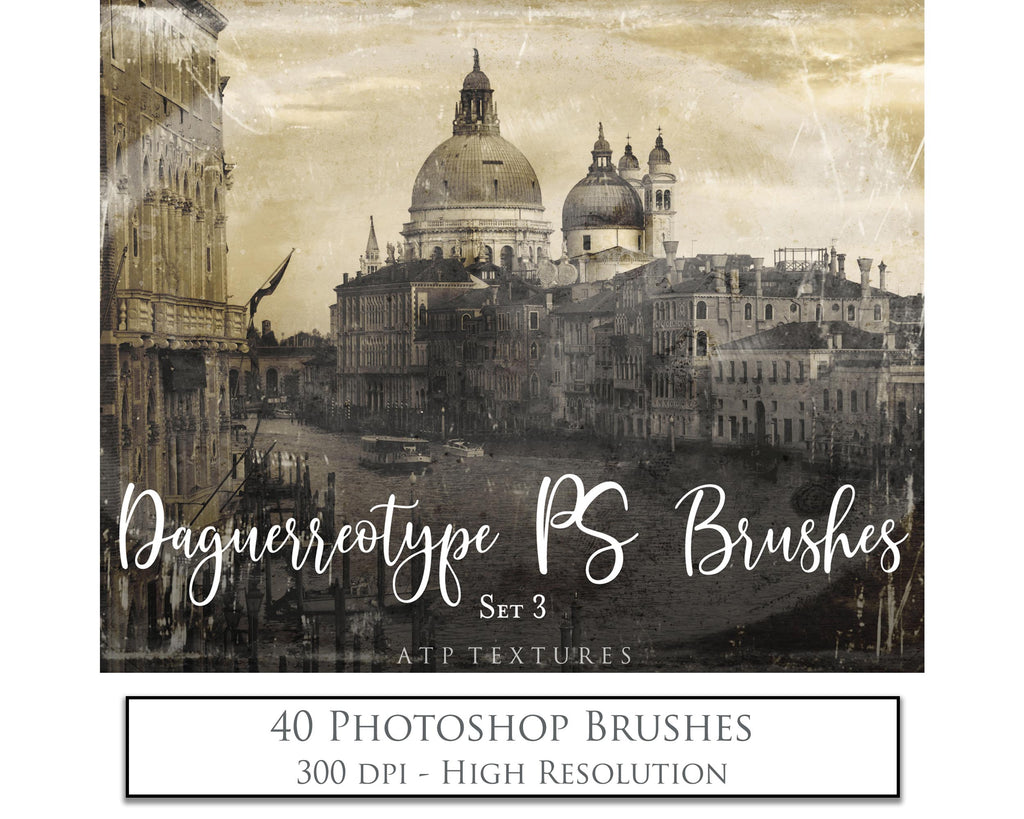 Vintage daguerreau Photoshop Brushes includes 40 high resolution frames and textures, all different and unique! Photoshop brushes with overlays for photography and digital design. Digital Stamps for scrapbooking, old aged photo edits. Realistic fine art assets and Add ons. ATP Textures