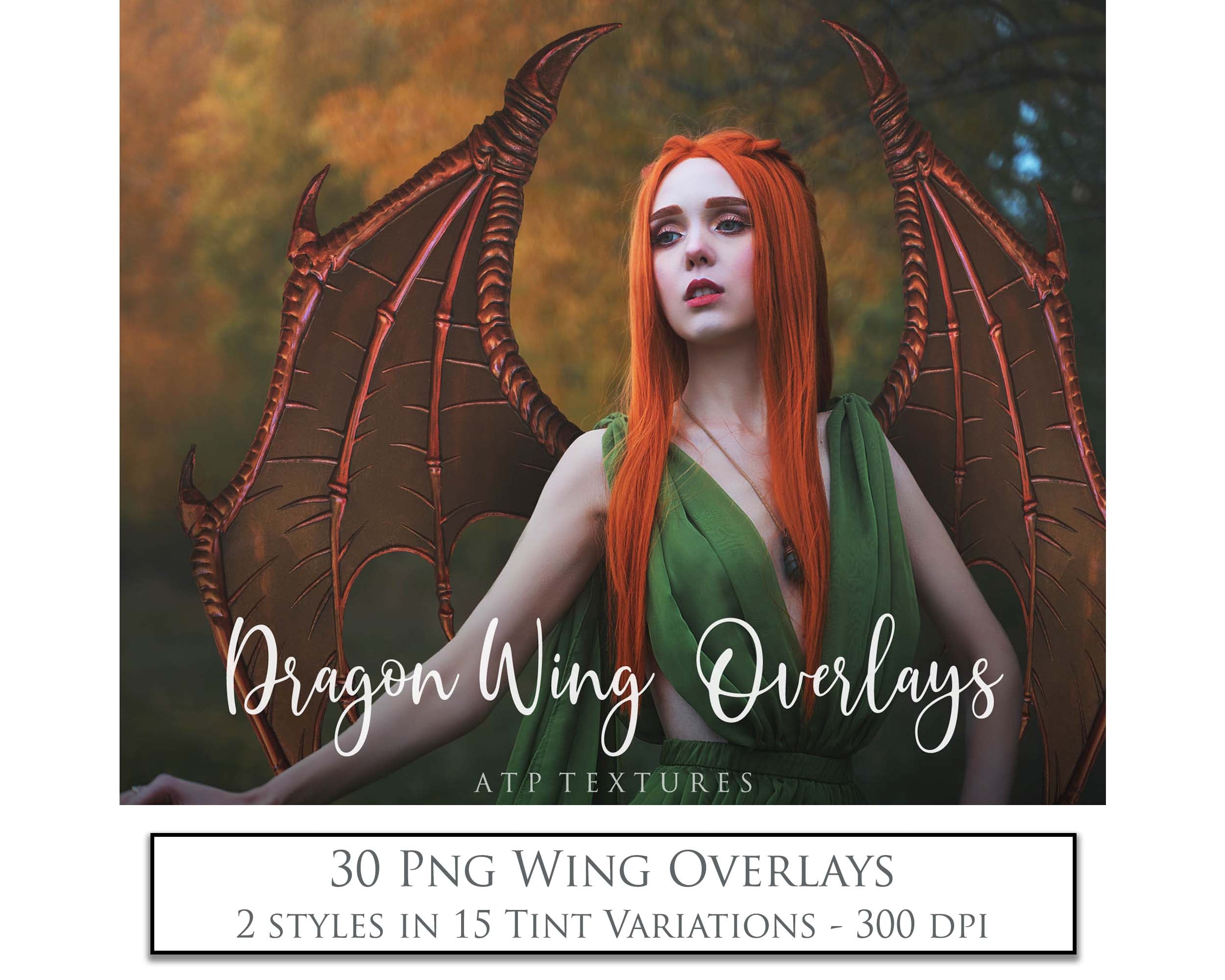 Dragon wing overlays for photography edits. High resolution fairy wings. Graphic assets and add ons for photos. ATP Textures designs.