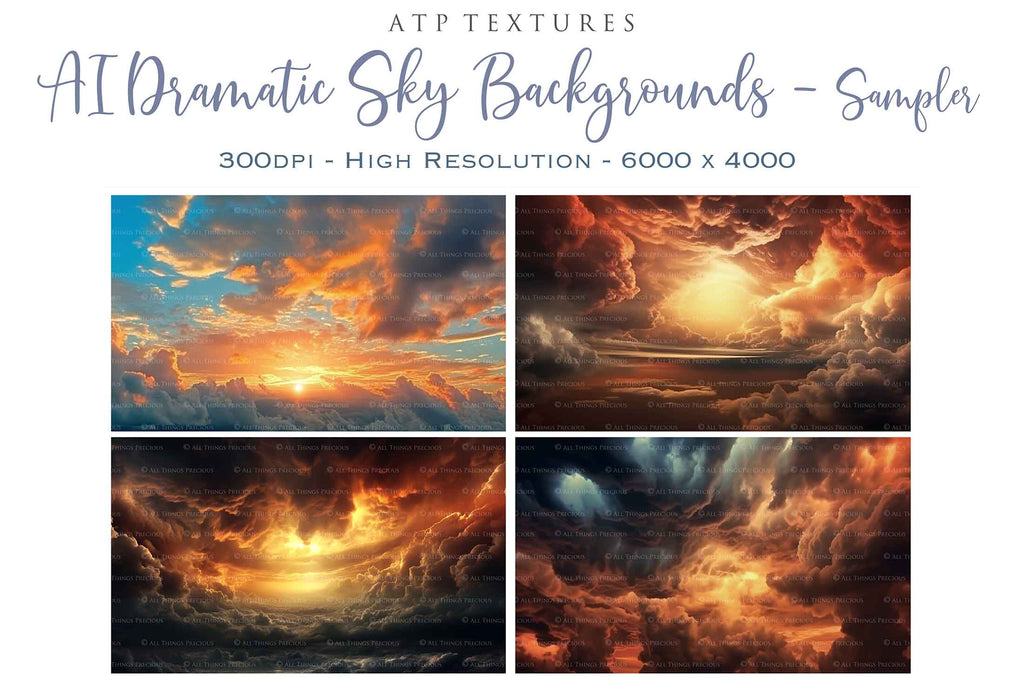 Dramatic Sky Overlays. Digital Backgrounds for Photographers. Add to your images for a dramatic sky effect. Each Digital file is 300dpi. All are 3500x6000.  These are in Jpeg format and high resolution. Find more at ATP Textures store!