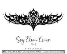 Load image into Gallery viewer, SVG Elven Crown For Cricut , Silhouette or any other cutting machine that accepts the files provided in this set.Clipart for your next art project or even for print! SVG, PNG, PDF, JPG. This clipart is In high resolution. 
