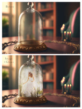 Load image into Gallery viewer, Digital Background with Snow Globe, snow flurries and a PSD Template included in the set.The globe is transparent, perfect for you to add your own images and retain the snow globe effect. This file is 6000 x 4000, 300dpi. High resolution. This is a DIGITAL product. Includes png glow overlays effect.
