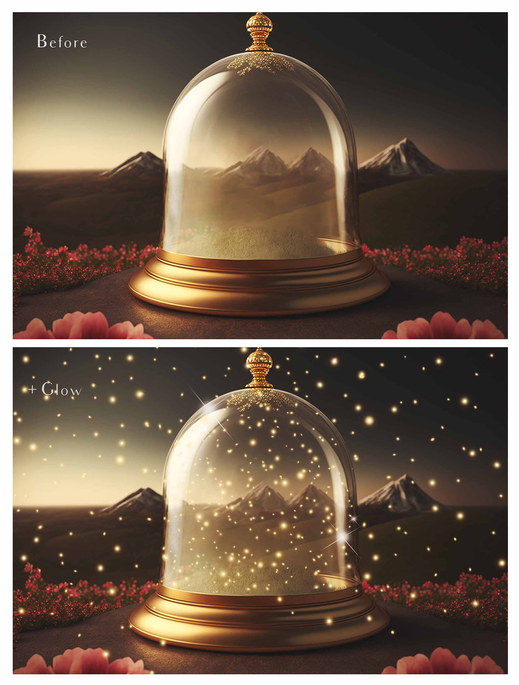 Digital Background with Snow Globe, snow flurries and a PSD Template included in the set.The globe is transparent, perfect for you to add your own images and retain the snow globe effect. This file is 6000 x 4000, 300dpi. High resolution. This is a DIGITAL product. Includes png glow overlays effect.